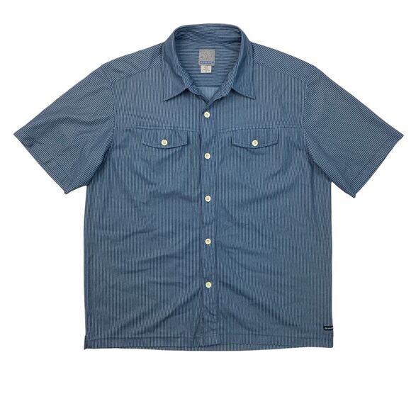 Vintage Quiksilver Shirt Mens L Large Blue Short Sleeve Collared Chest Pockets - Picture 1 of 11